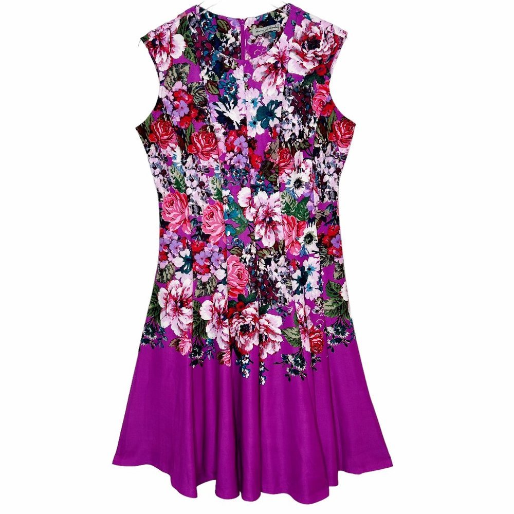 Floral Sleeveless Dress - Purple and Multicolor
